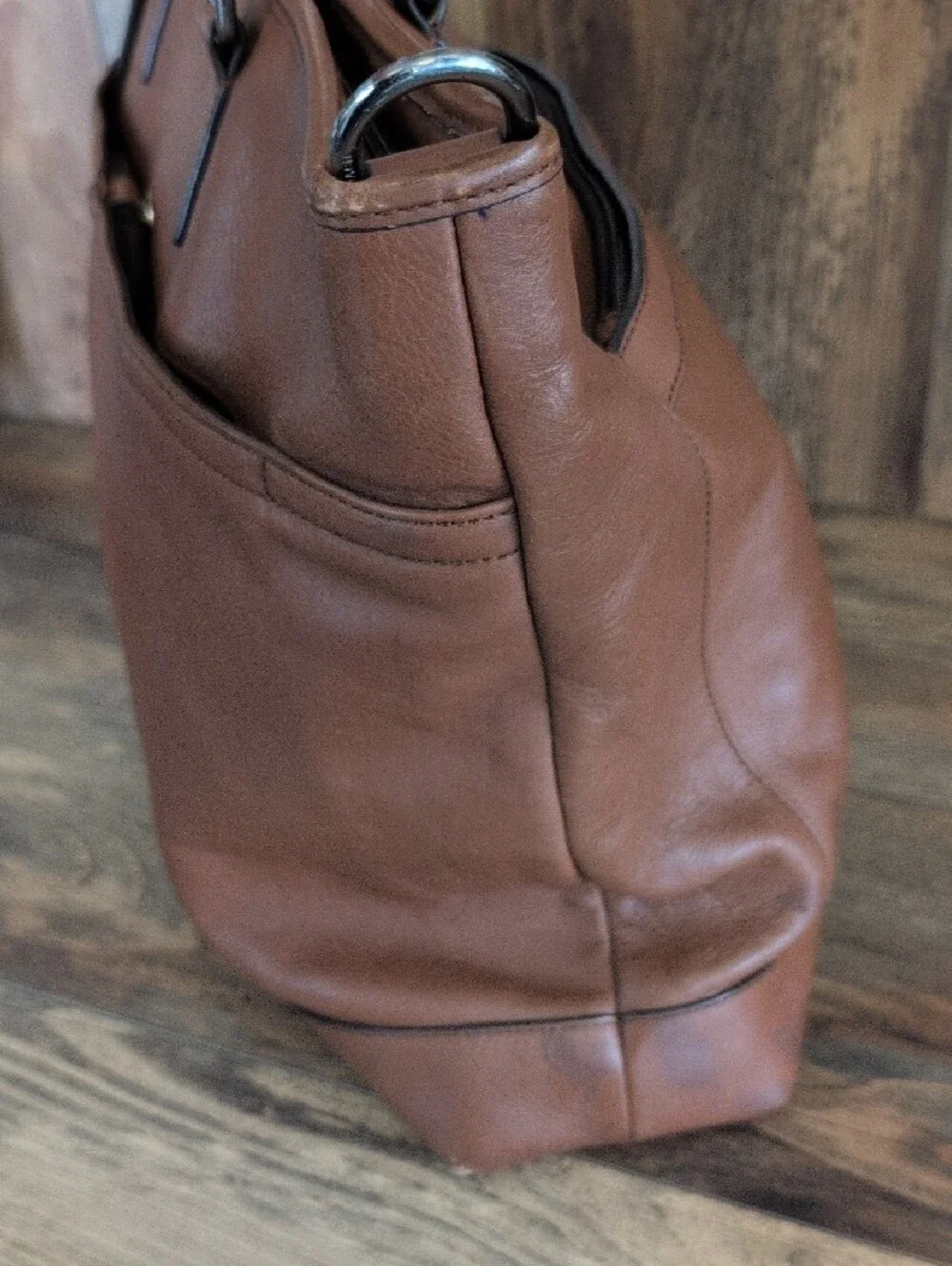 Coach Men’s Brown Leather Briefcase Tote with Detachable Shoulder Strap M398